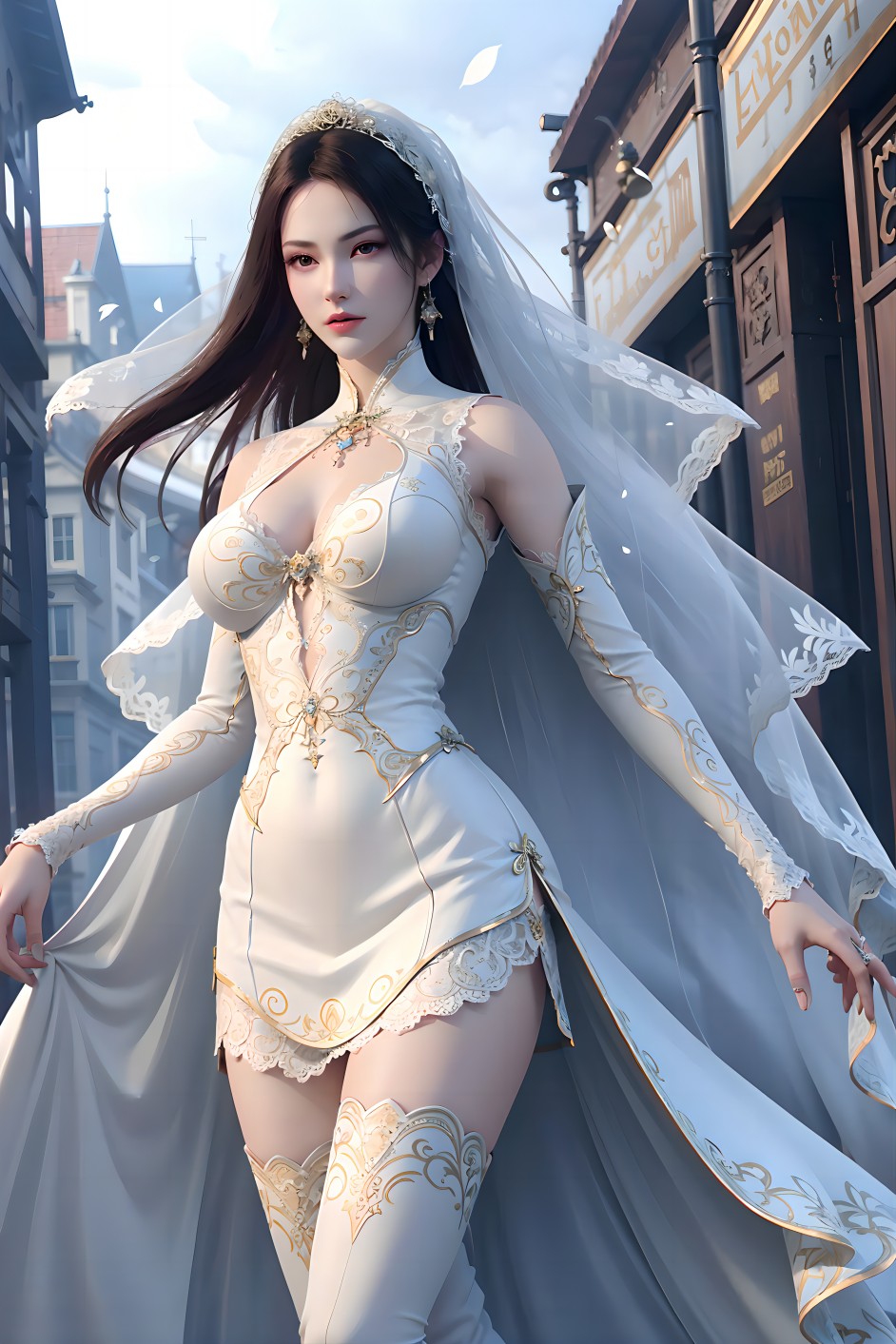 AI绘画-纳兰嫣然 婚纱-国漫小屋